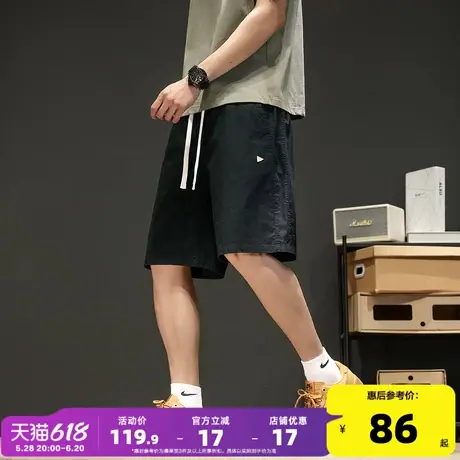 唐狮2025夏季新款休闲短裤男百搭工装裤宽松显瘦抽绳松紧腰裤子男商品大图
