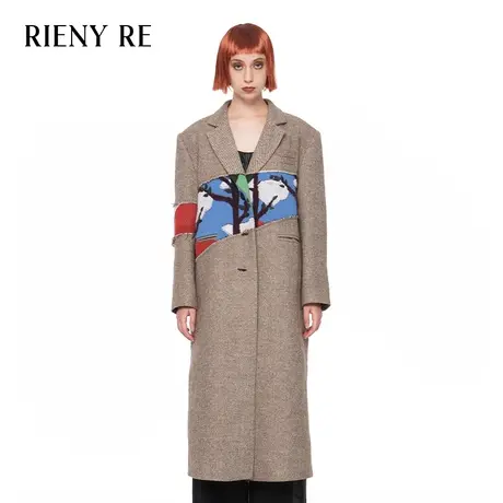 RIENYRE大衣外套女2023秋冬新款美式高级感超好看加厚中长款外套图片