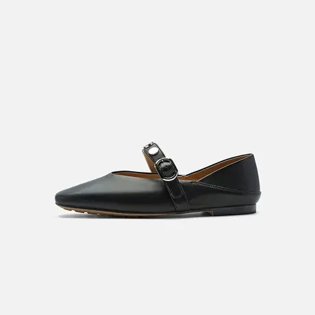 Nine West/玖熙2025年秋季新款小方头铆钉玛丽珍鞋女平跟浅口单鞋图片