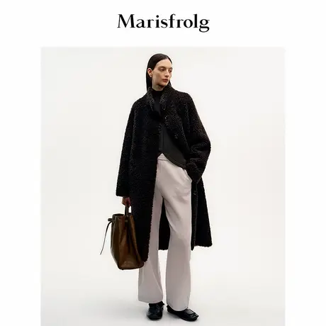 Marisfrolg玛丝菲尔2025冬新款廓形绵羊毛极简保暖毛呢中长款大衣商品大图