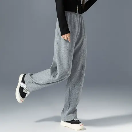 灰色裤子高腰阔腿裤女2023新款秋季女裤显瘦秋冬休闲香蕉裤直筒裤商品大图