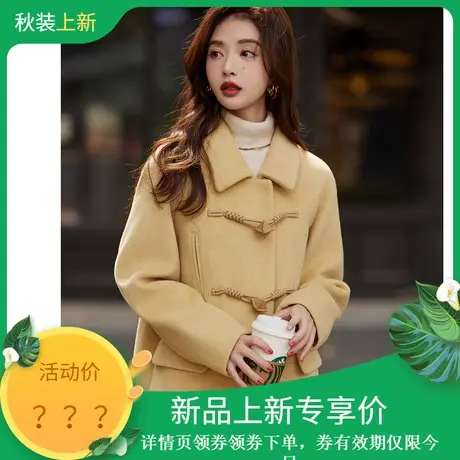 时尚毛呢外套2023年冬季新款女设计感温柔百搭韩版加棉厚款上衣商品大图
