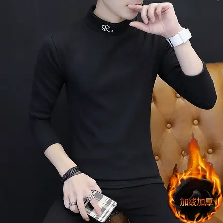 男士卫衣潮流韩版学生秋装半高领秋冬季加绒加厚上衣长袖t恤男装商品大图
