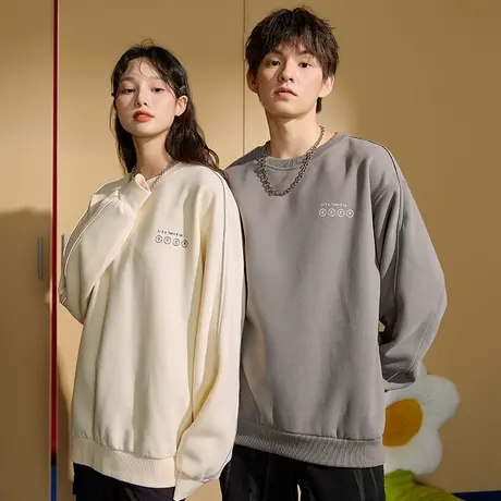 唐狮情侣卫衣男女圆领宽松春秋新款卫衣情侣装休闲外套国潮ins图片