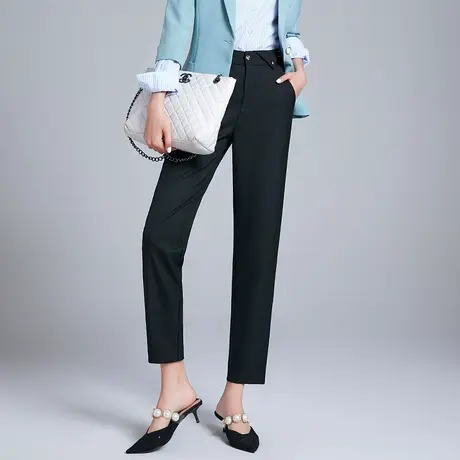 丽洁女裤高腰西装裤女哈伦裤春秋新款西裤显瘦垂感小脚裤休闲长裤商品大图