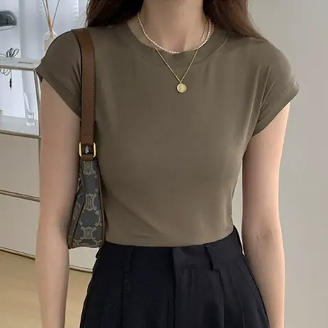 T恤女夏短款小飞袖显瘦正肩上衣小众设计感辣妹短袖2023新款爆款图片
