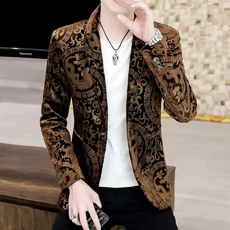 男士高级感炸街西服夜场潮牌个性痞帅外套ins秋季青年韩版小西装商品大图