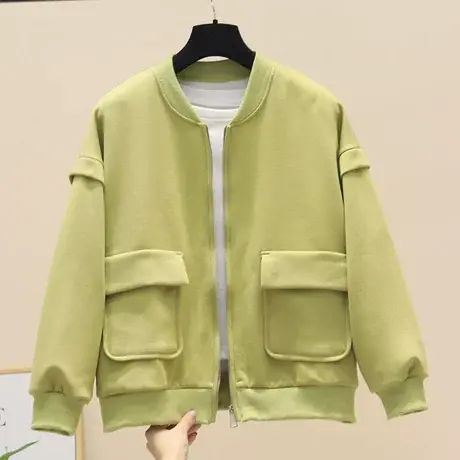 克莱因蓝外套女短款圆领无帽棒球服春秋款2023年新款百搭休闲上衣商品大图