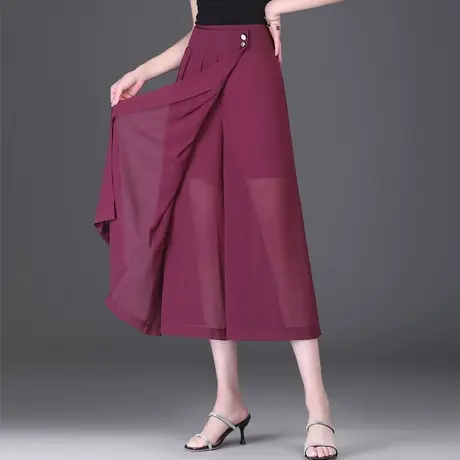 雪纺七分裤女夏季薄款宽松百褶裙裤子2025新款垂感阔腿裤休闲裤裙商品大图