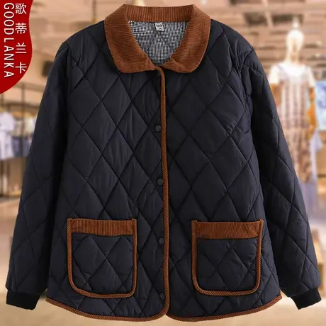 加肥加大码女中老年棉衣冬装新款中年妈妈撞色宽松棉服外套200斤商品大图