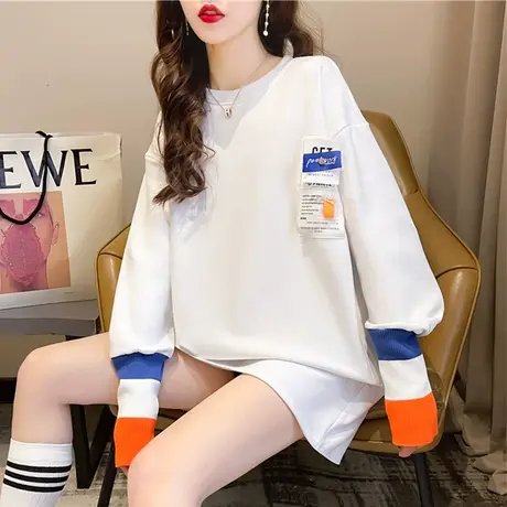 早春ins长袖t恤女春秋季韩版宽松中长款德绒内搭百搭上衣打底衫潮商品大图