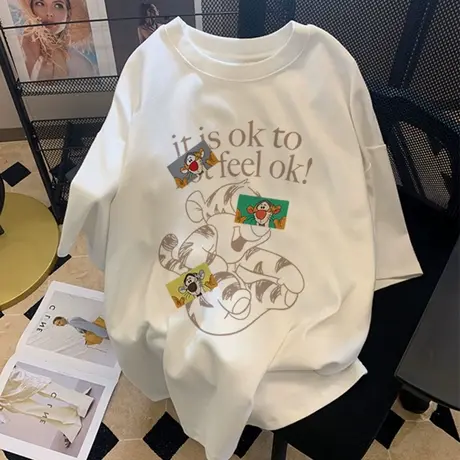 卡通短袖t恤女夏新款大码vintage减龄纯棉上衣ins潮微胖女孩穿搭商品大图