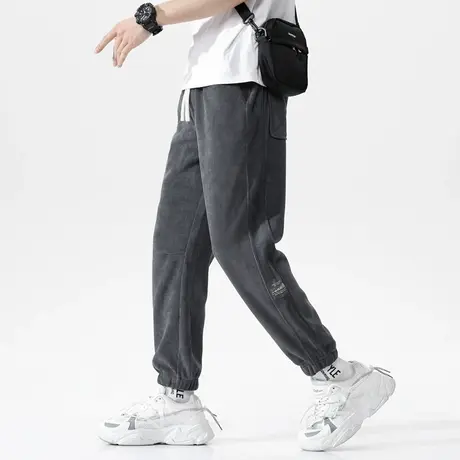 雪尼尔加绒裤子男束脚宽松男裤秋冬季博奥绒休闲长裤男工装裤春秋商品大图