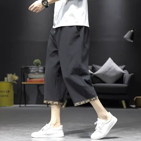 国风棉麻七分裤子男夏季薄款纯棉透气直筒短裤宽松大码亚麻休闲裤商品大图