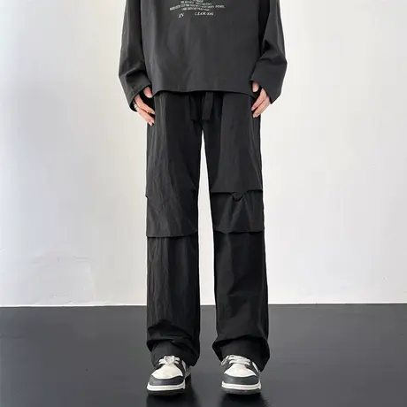 美式机能降落伞兵工装裤男秋季潮牌宽松小众阔腿直筒休闲登山长裤图片