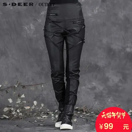 sdeer圣迪奥女装帅气朋克气质挺括长裤S15480840商品大图