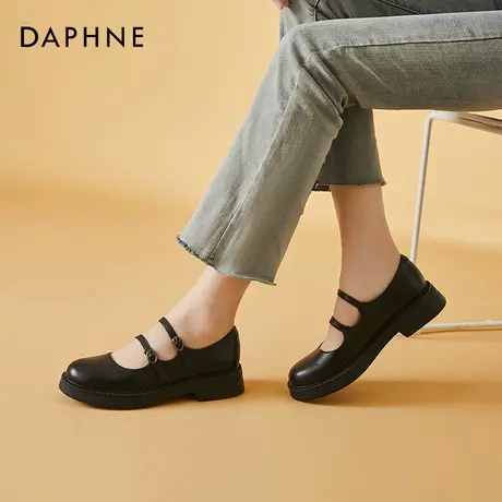 达芙妮玛学院风丽珍鞋女2022年新款黑色复古英伦风小皮鞋春秋单鞋商品大图