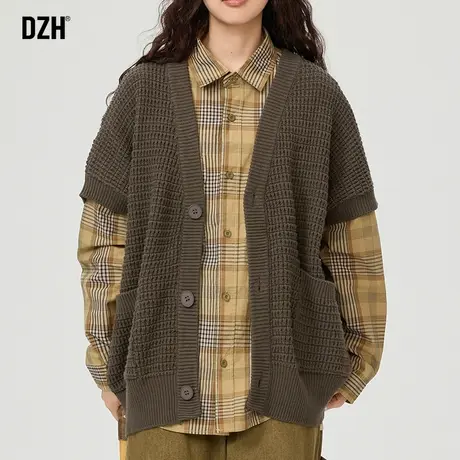 情侣无袖开衫针织衫男短袖毛衣2024新款情侣装2024新款休闲毛线衣商品大图