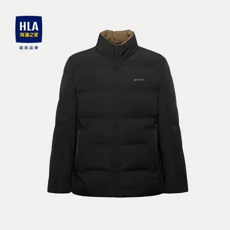 HLA/海澜之家无帽立领羽绒服2023秋冬鸭绒保暖时尚黑色外套男图片