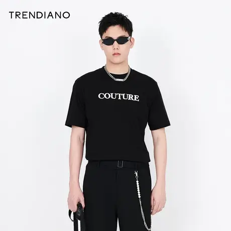 TRENDIANO官方春夏男装潮牌新款简约时尚印花logo圆领短袖美式t恤图片