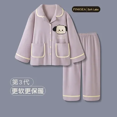 睡衣女秋冬款2024新可爱款情侣加厚暖绒套装春秋男士大码家居服商品大图