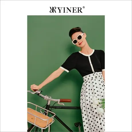 【1996系列】YINER音儿女装夏季短袖圆领针织衫公主袖上衣商品大图