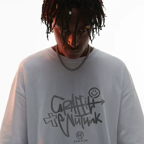 欧美高街潮牌vibe短袖T恤男潮中性风大码宽松oversize夏季半截袖商品大图