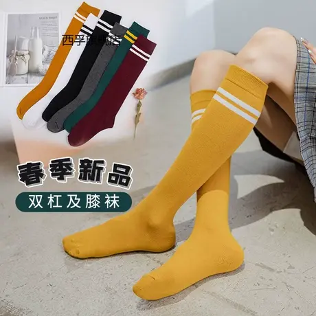 袜子女小腿袜夏季薄款黑色女士中筒堆堆袜长袜高筒长筒棉袜ins潮商品大图