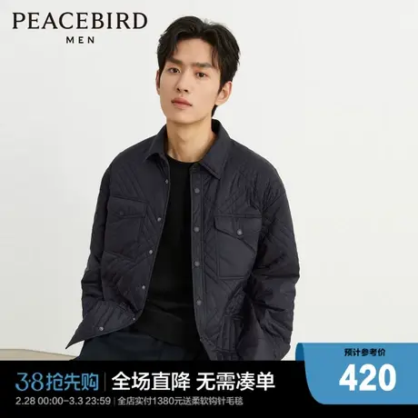 太平鸟 日系棉衣男2023年冬季新款宽松廓形棉服黑色保暖棉袄外套图片