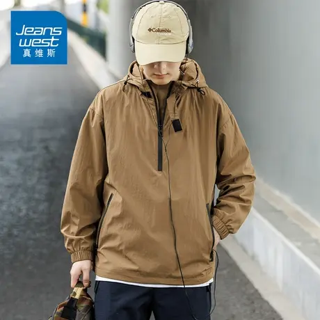 KZ真维斯秋冬季连帽卫衣外套夹克连帽防风男士男装2023年新款衣服商品大图