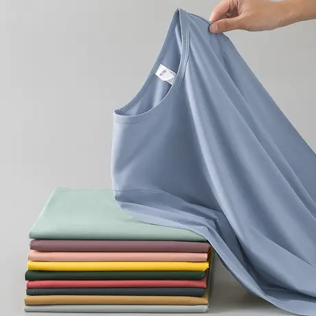 莫代尔长袖t恤男纯色圆领上衣服秋季内搭打底衫秋衣小衫简约百搭商品大图