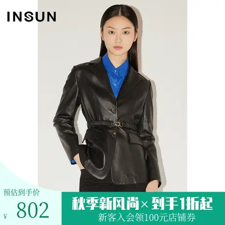 恩裳COVER秋季舒适小垫肩利落型轻商务绵羊皮革西装外套商品大图