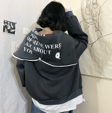 假两件卫衣女秋冬韩版潮宽松bf慵懒风加绒加厚ins超火cec外套洋气商品大图