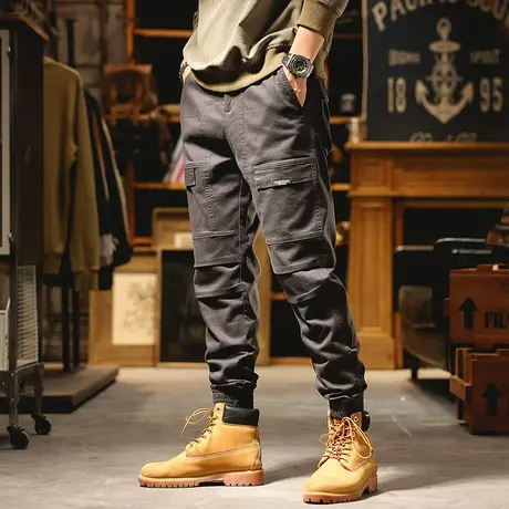 男士休闲裤束脚工装裤ins潮牌男生裤子帅气百搭长裤束脚休闲时尚商品大图