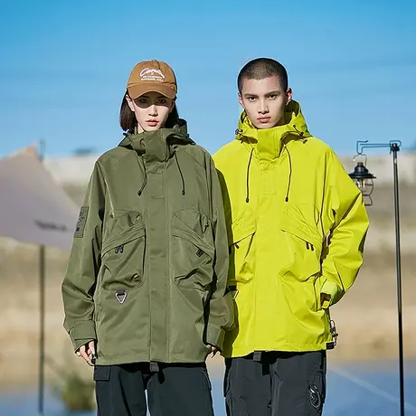 春秋新款机能风情侣户外冲锋衣工装连帽外套男士登山服痞帅夹克衣商品大图