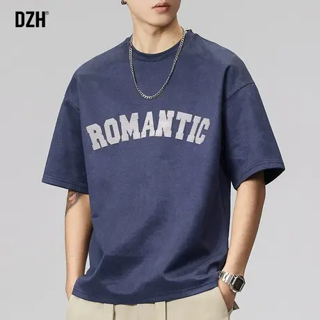 男士麂皮绒圆领男t恤夏季薄款短袖夏季男款衣服2023新款宽松体恤商品大图