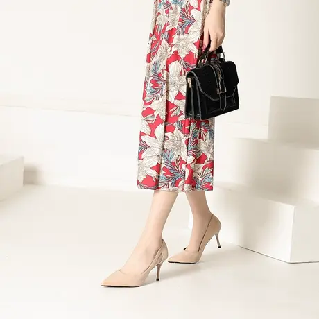 不累脚浅口高跟鞋女细跟2023年春季新款气质网纱百搭尖头职业单鞋图片