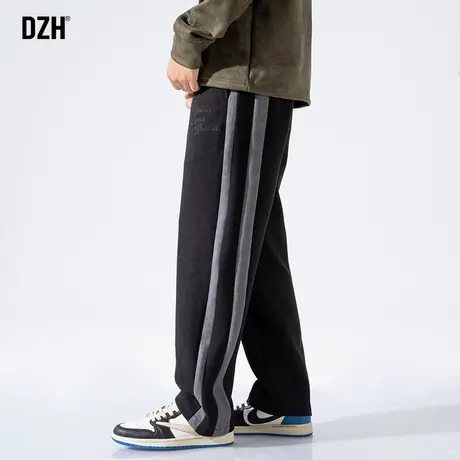 男士麂皮绒裤子男休闲长裤百搭男裤2023新款秋冬宽松直筒裤运动裤商品大图