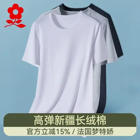 MONTAGUT/梦特娇棉质短袖男士夏季内穿修身白色打底衫半袖上衣HD商品大图