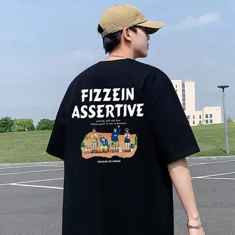 短袖t恤男2025新款夏季纯棉重磅男生宽松休闲oversize美式上衣服商品大图