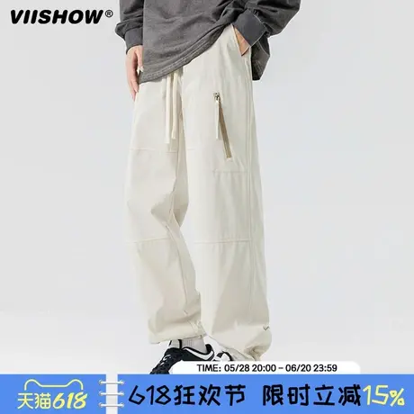 VIISHOW直筒工装裤男士春秋季户外冲锋裤宽松百搭男款休闲长裤子商品大图