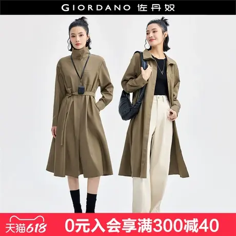 佐丹奴裙子女新款两穿通勤立领腰带外套暗门筒西装连衣裙18464645图片