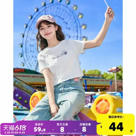 [爱宠大机密联名]唐狮2025新款短袖T恤女夏季甜辣时髦短款上衣sz商品大图
