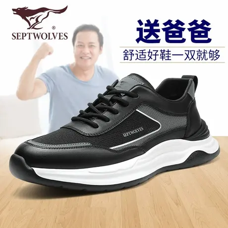 七匹狼夏季透气薄款男鞋不臭脚网面鞋轻便软底休闲鞋黑色爸爸网鞋商品大图