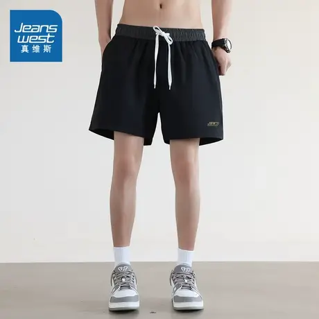 E5真维斯男装2025夏季新款 简约撞色百搭男款宽松休闲四分裤图片
