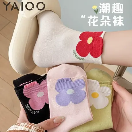 雅鹿袜子女款中筒袜棉袜ins潮可爱女袜2025新款爆款夏季薄款长袜商品大图