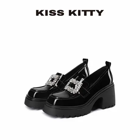 KISSKITTY厚底玛丽珍女单鞋新款配裙子黑色jk鞋子校园增高小皮鞋商品大图