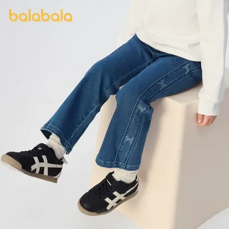 巴拉巴拉女童微喇牛仔裤儿童百搭长裤宝宝洋气裤子2024秋装新款潮商品大图