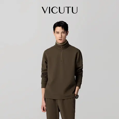 VICUTU威可多男卫衣舒适莫代尔日常通勤立领衬衣休闲百搭长袖T恤图片