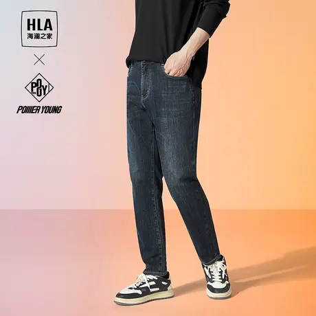 HLA/海澜之家微弹加厚磨毛绒感牛仔裤23秋冬季新款舒适长裤子男士商品大图